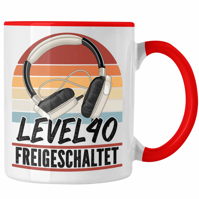 40. Geburtstag Geschenk Männer Gaming Kaffee-Becher Gamer 40er Geburtstag Geschenkidee Tasse Rot Trendation
