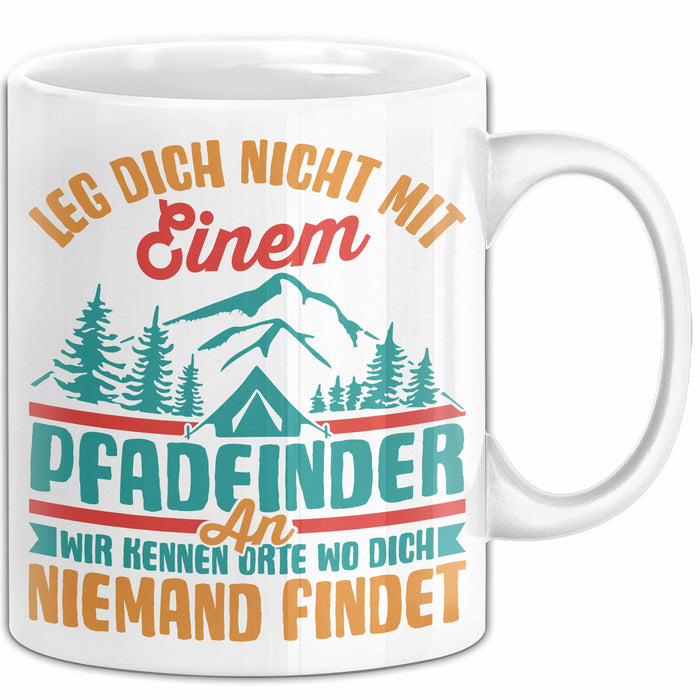 Pfadfinder Tasse Geschenk Leg Dich Nicht Mit Einem Pfadfinder An Scout Geschenkdiee Kaffee-Becher Weiß Trendation