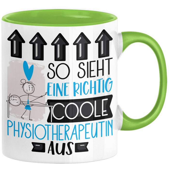 Physiotherapeutin Geschenk Tasse Lustig Geschenkidee für Physiotherapeutin Geburtstag So Sieht Eine Richtig Coole Physiotherapeutin Aus Frauen Spruch Grün Trendation
