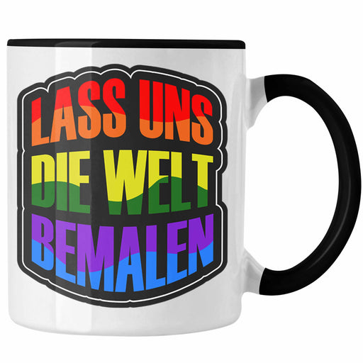 Geschenkidee LGBT Tasse "Lass uns die Welt Bemalen" Regenbogenfarben Trendation