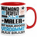 Maler Geschenk Tasse Lustige Geschenkidee für Maler Geburtstag Kaffee-Becher Niemand Ist Perfekt Aber Als Maler Ist Man Nah Dran Rot Trendation