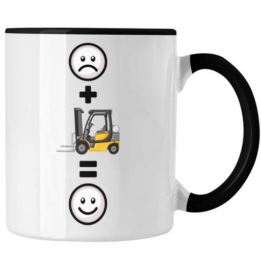 Gabelstapler Tasse Geschenk für Lagerist Lagerarbeiter Lustige Geschenkidee :( + Gabelstapler = :) Trendation