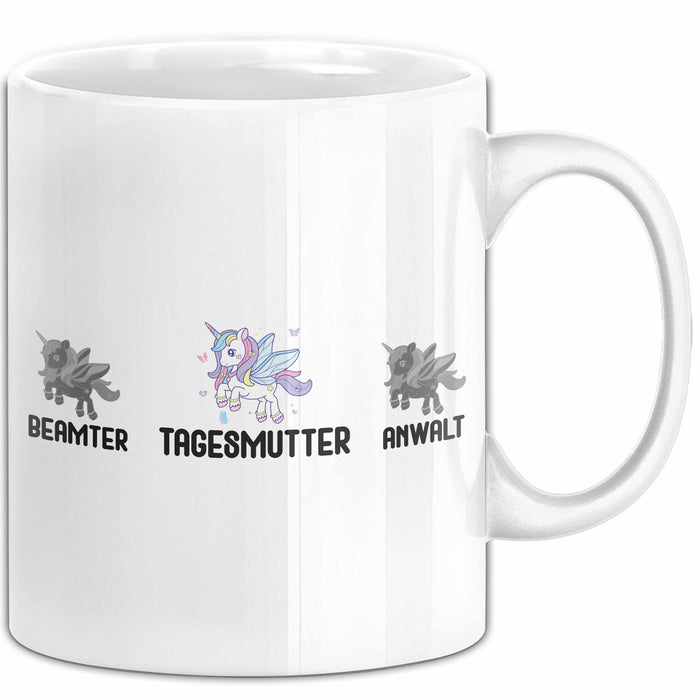 Tagesmutter Tasse Geschenk Beste Tagesmutter Einhorn Geschenkidee Kaffee-Becher Weiß Trendation