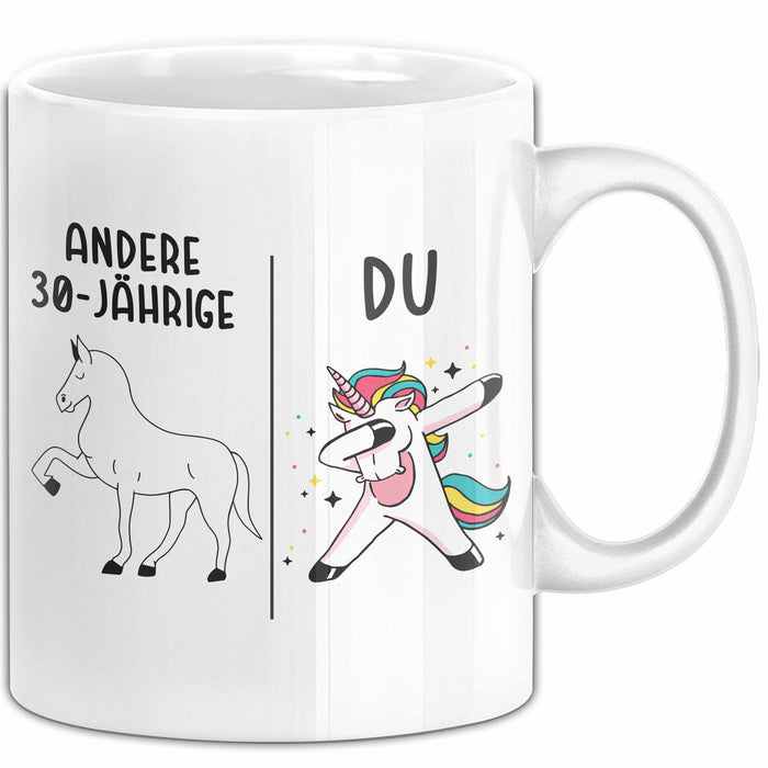 Trendation - 30. Geburtstag Frauen Tasse Einhorn Geschenk Geschenkidee 30er Geburtstag Weiß Trendation