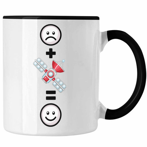 Sateliten Tasse Geschenk für Sateliten Weltraum Weltall Fans Lustige Geschenkidee :( + Satelit = :) Trendation
