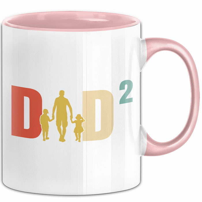 Zwillinge Papa Tasse Geschenk Dad Hoch 2 Geschenkidee Für Zwillings-Papa Vater Kaffee-Becher Rosa Trendation
