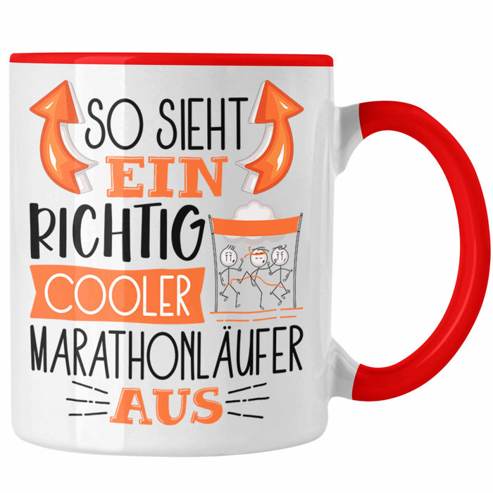 So Sieht Ein Richtig Cooler Marathonläufer Aus Geschenk Tasse Lustiger Spruch Geschenkidee Rot Trendation