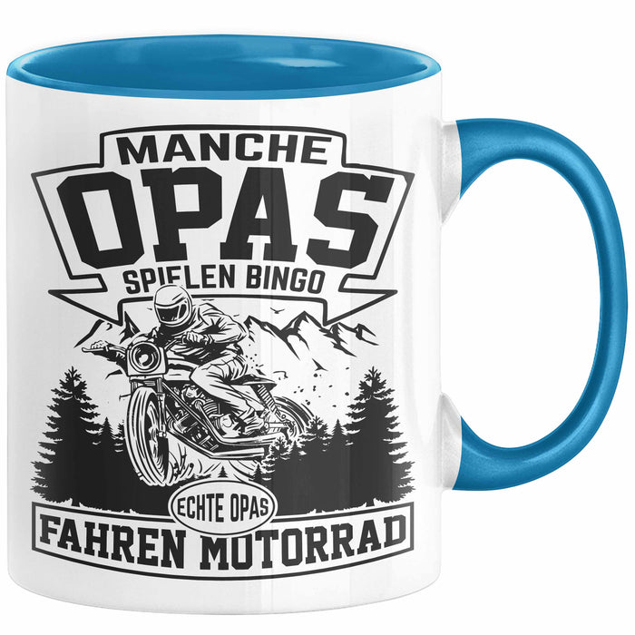 Motorrad Opa Tasse Geschenk Echte Opas Fahren Motorrad Geschenkidee Vatertag Opa Biker Blau Trendation