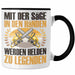 Forstarbeiter Tasse Geschenk Spruch Holzarbeiter Forstwirt Kettensäge in den Händen Trendation