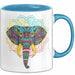 Elefant Tasse Geschenk Für Elefanten-Liebhaber Geschenkidee Mandala Bunt Blau Trendation