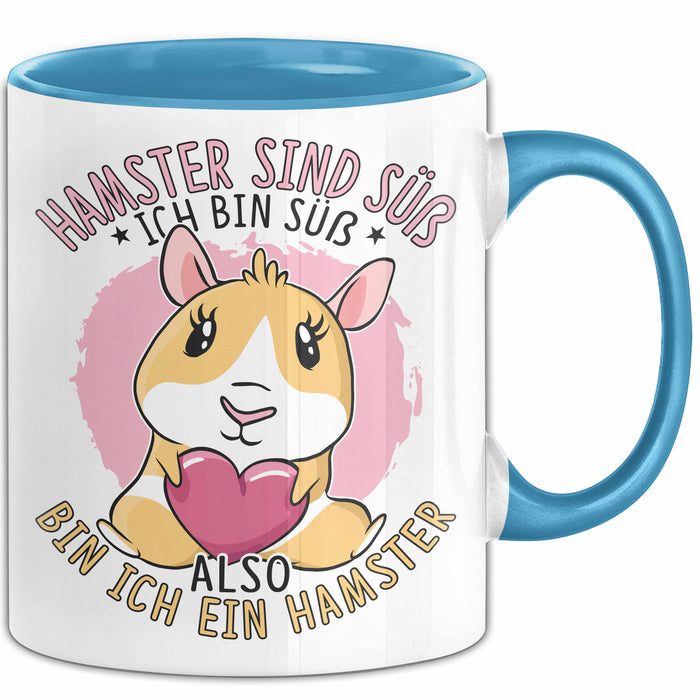 Hamster-Liebhaber Geschenk Tasse Mädchen Hamster Sind Süß Ich Bin Ein Hamster Kaffee-Becher Blau Trendation