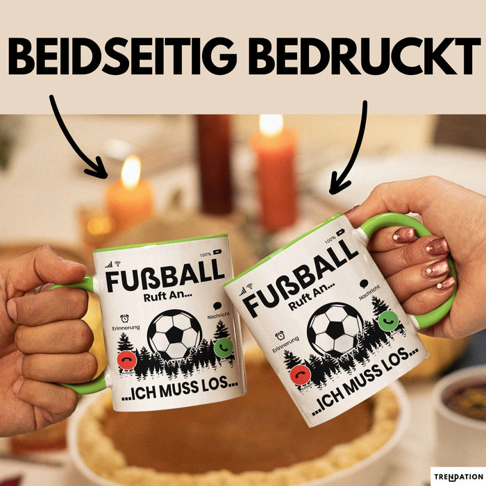 Fussballer Tasse Geschenk Fussballspieler Geschenkidee Fußball Ruft An Kaffee-Becher Grün Trendation