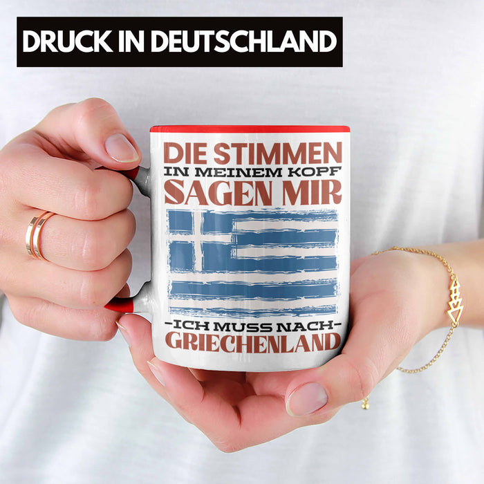 Griechenland Tasse Urlaub Heimat Geschenk Spruch Grieche Geschenkidee Rot Trendation