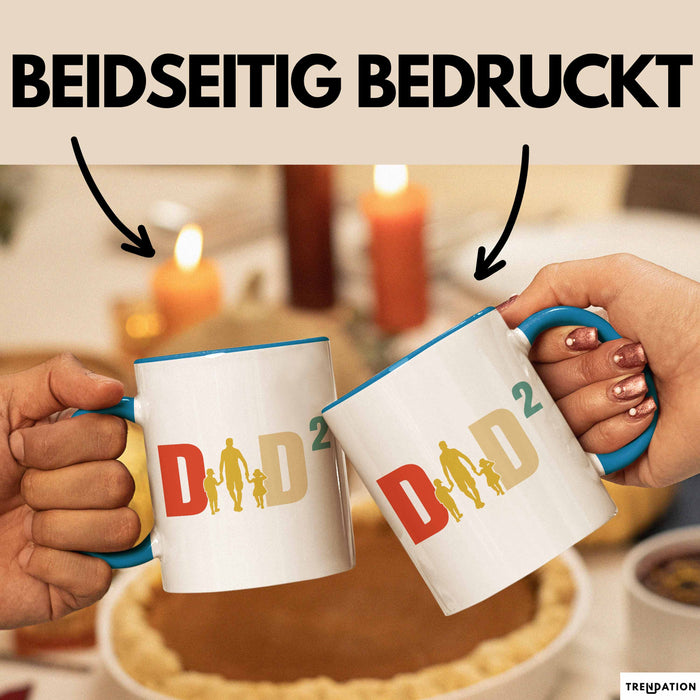 Zwillinge Papa Tasse Geschenk Dad Hoch 2 Geschenkidee Für Zwillings-Papa Vater Kaffee-Becher Blau Trendation