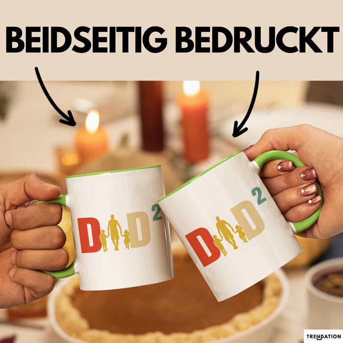 Zwillinge Papa Tasse Geschenk Dad Hoch 2 Geschenkidee Für Zwillings-Papa Vater Kaffee-Becher Grün Trendation
