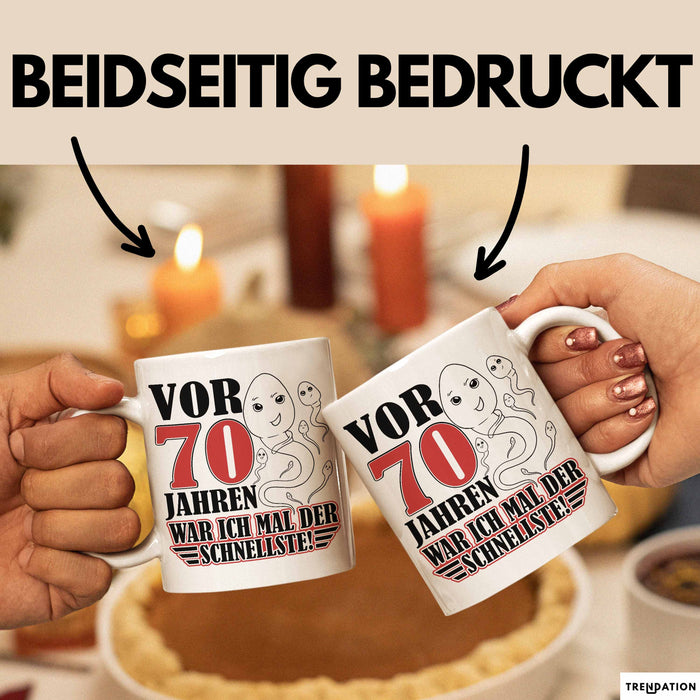 70. Geburtstag Tasse Geschenk Vor 70 Jahren War Ich Mal Der Schnellste Geschenkidee Opa Weiß Trendation