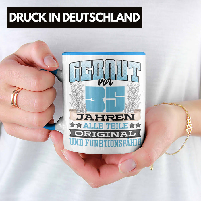 35er Geburtstag Tasse Geschenk Frauen Männer Spruch Gebaut Vor 35er Jahren Blau Trendation