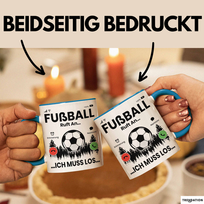Fussballer Tasse Geschenk Fussballspieler Geschenkidee Fußball Ruft An Kaffee-Becher Blau Trendation