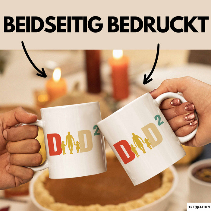 Zwillinge Papa Tasse Geschenk Dad Hoch 2 Geschenkidee Für Zwillings-Papa Vater Kaffee-Becher Weiß Trendation