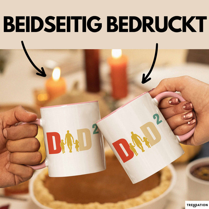 Zwillinge Papa Tasse Geschenk Dad Hoch 2 Geschenkidee Für Zwillings-Papa Vater Kaffee-Becher Rosa Trendation