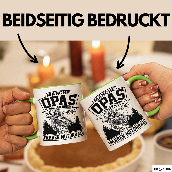 Motorrad Opa Tasse Geschenk Echte Opas Fahren Motorrad Geschenkidee Vatertag Opa Biker Grün Trendation