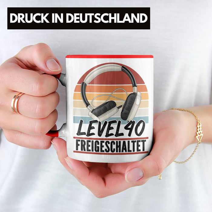 40. Geburtstag Geschenk Männer Gaming Kaffee-Becher Gamer 40er Geburtstag Geschenkidee Tasse Rot Trendation