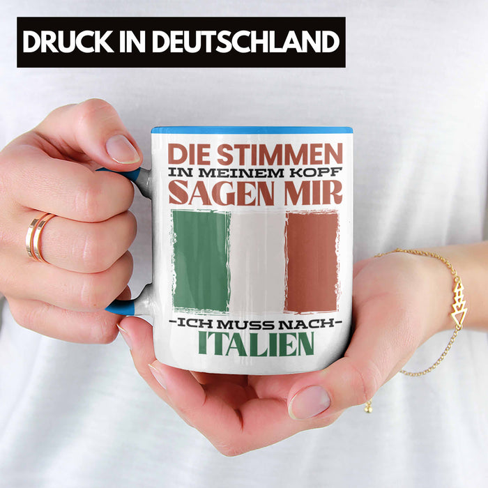 Italien Tasse Urlaub Heimat Geschenk Spruch Italiener Geschenkidee Blau Trendation