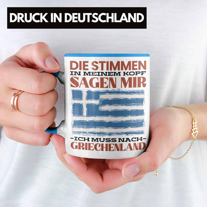 Griechenland Tasse Urlaub Heimat Geschenk Spruch Grieche Geschenkidee Blau Trendation