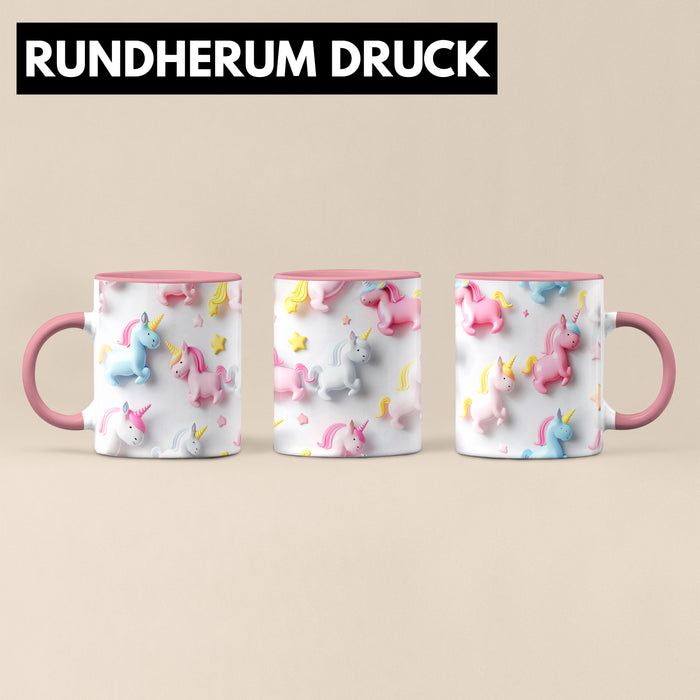 3D Tasse Einhorn Grafik Geschenkidee Mädchen 3D Einhorn Motiv Luftballong Viele Einhörner Rosa Trendation