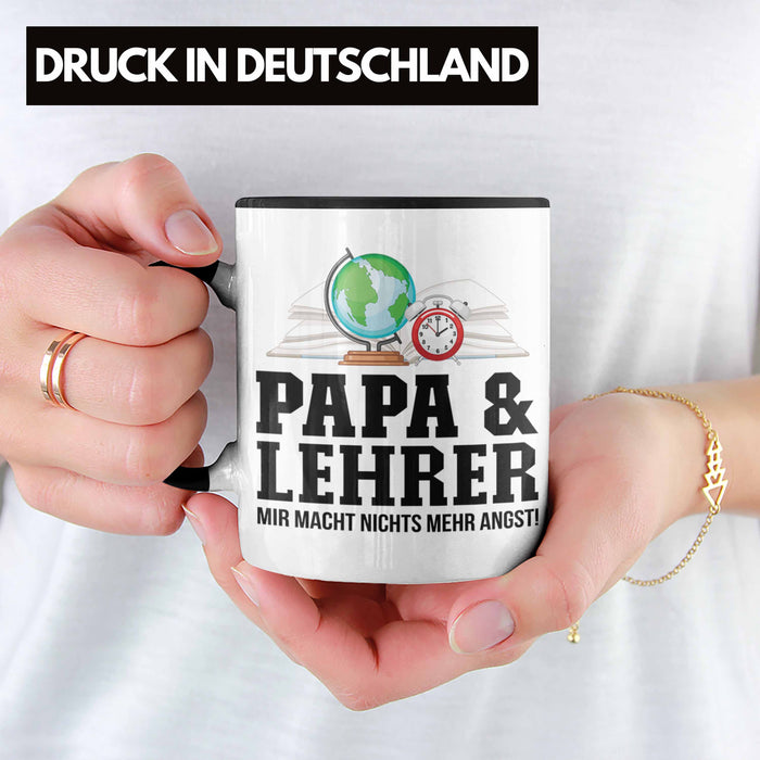 Papa und Lehrer Tasse Geschenkidee Vater für Lehrer Geburtstag Vatertag Spruch Geschenkidee Trendation