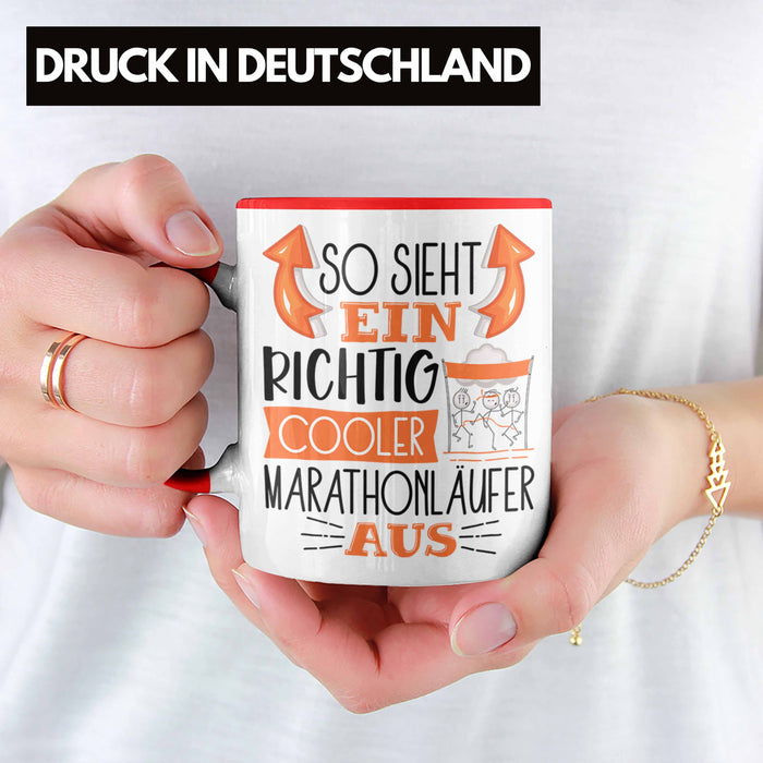 So Sieht Ein Richtig Cooler Marathonläufer Aus Geschenk Tasse Lustiger Spruch Geschenkidee Rot Trendation