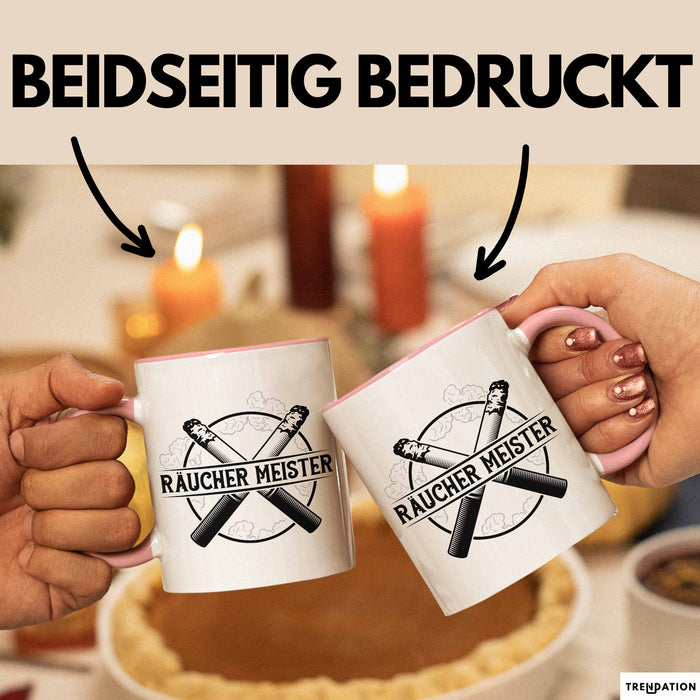 Raucher Geschenk Tasse Spruch Räucher Meister Geschenkidee Rauchen Rosa Trendation
