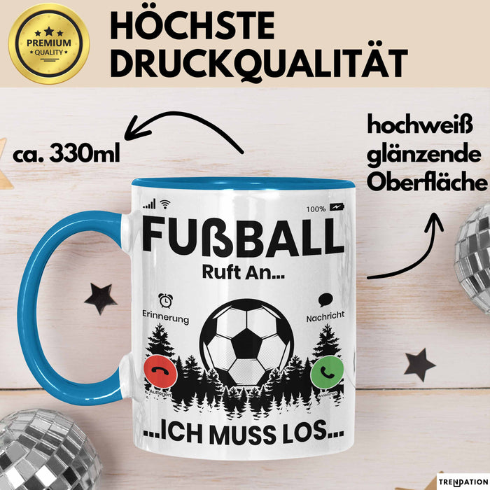Fussballer Tasse Geschenk Fussballspieler Geschenkidee Fußball Ruft An Kaffee-Becher Blau Trendation