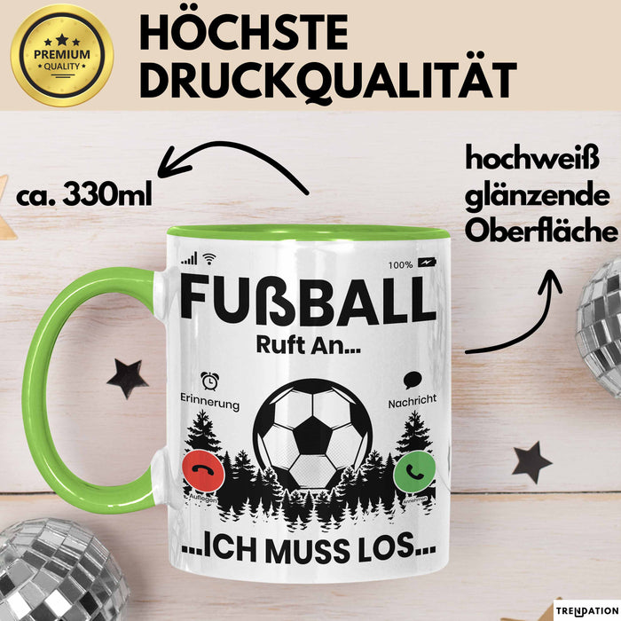 Fussballer Tasse Geschenk Fussballspieler Geschenkidee Fußball Ruft An Kaffee-Becher Grün Trendation