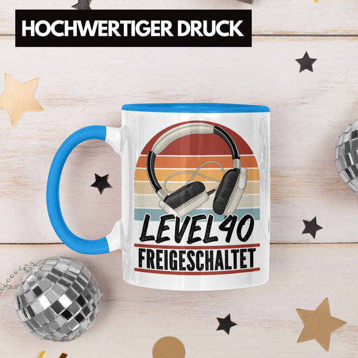40. Geburtstag Geschenk Männer Gaming Kaffee-Becher Gamer 40er Geburtstag Geschenkidee Tasse Blau Trendation