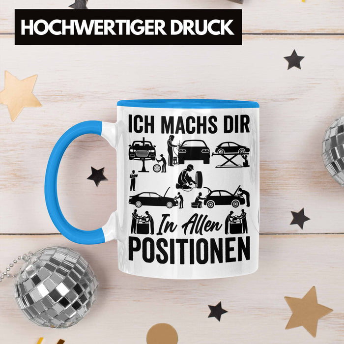 KFZ Mechaniker Geschenk MFZ Mechatroniker Ich Machs Dir In Allen Positionen Geschenkidee für Männer KFZ Mechaniker Auto Reperatur Werkstatt Blau Trendation