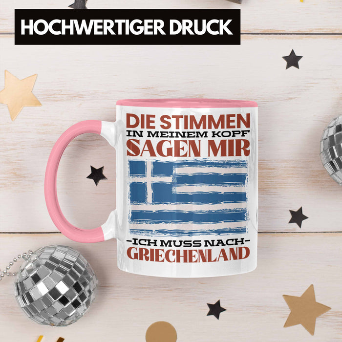 Griechenland Tasse Urlaub Heimat Geschenk Spruch Grieche Geschenkidee Rosa Trendation