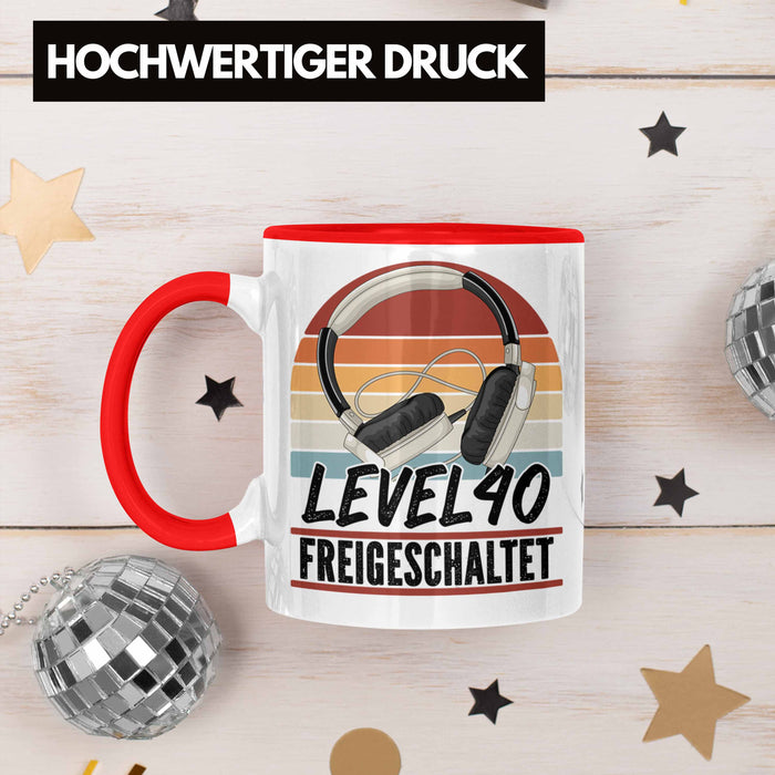 40. Geburtstag Geschenk Männer Gaming Kaffee-Becher Gamer 40er Geburtstag Geschenkidee Tasse Rot Trendation