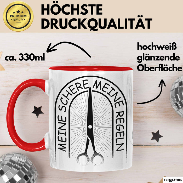 Friseurin Tasse Geschenk Meine Schere Meine Regeln Rot Trendation