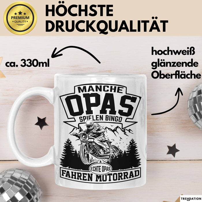 Motorrad Opa Tasse Geschenk Echte Opas Fahren Motorrad Geschenkidee Vatertag Opa Biker Weiß Trendation