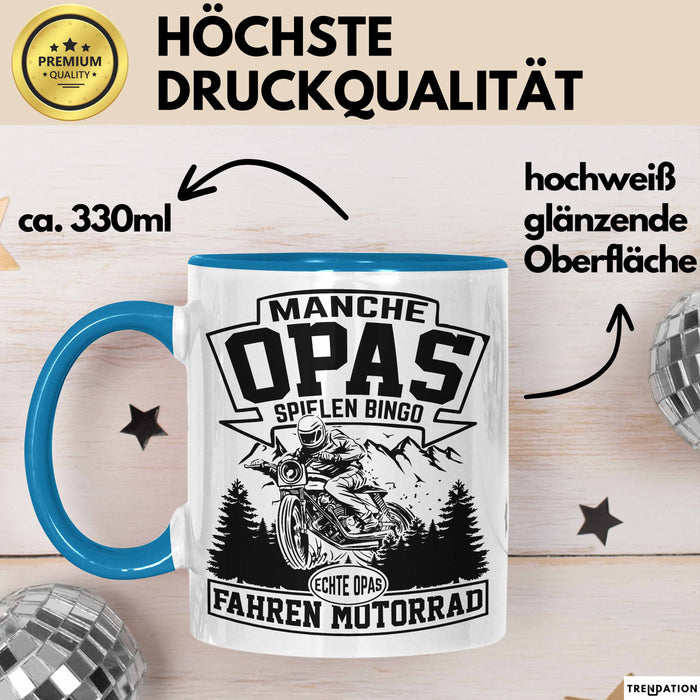 Motorrad Opa Tasse Geschenk Echte Opas Fahren Motorrad Geschenkidee Vatertag Opa Biker Blau Trendation