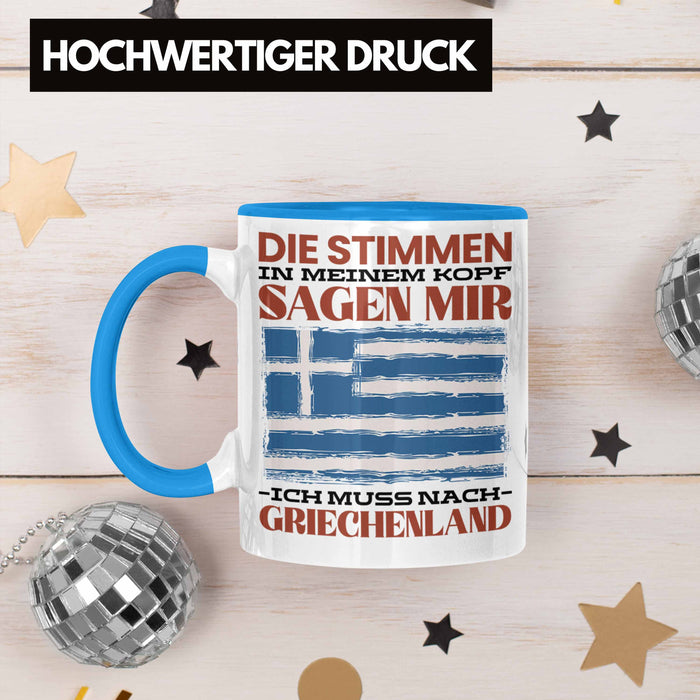 Griechenland Tasse Urlaub Heimat Geschenk Spruch Grieche Geschenkidee Blau Trendation