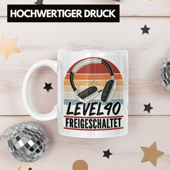 40. Geburtstag Geschenk Männer Gaming Kaffee-Becher Gamer 40er Geburtstag Geschenkidee Tasse Weiß Trendation