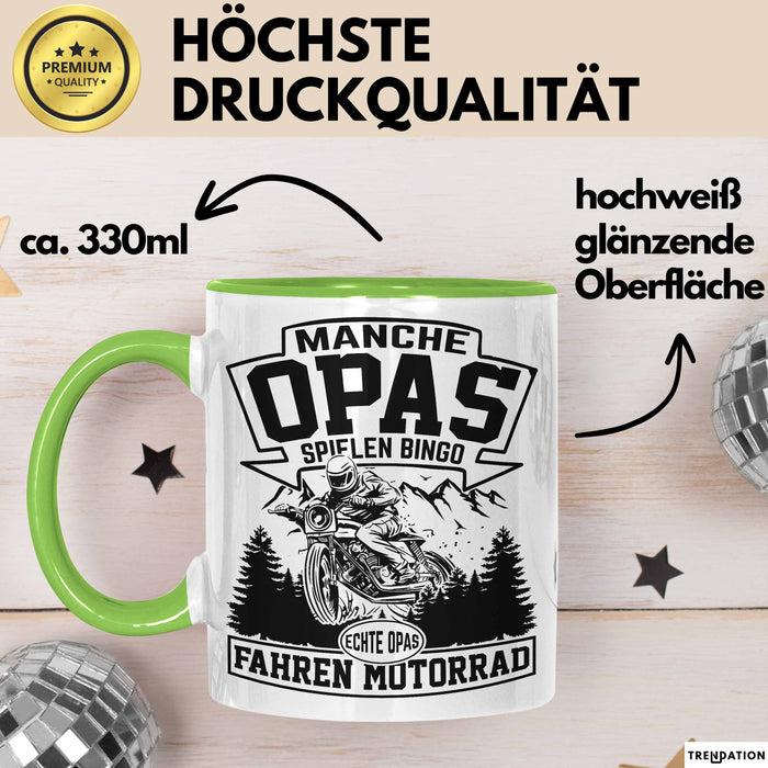 Motorrad Opa Tasse Geschenk Echte Opas Fahren Motorrad Geschenkidee Vatertag Opa Biker Grün Trendation