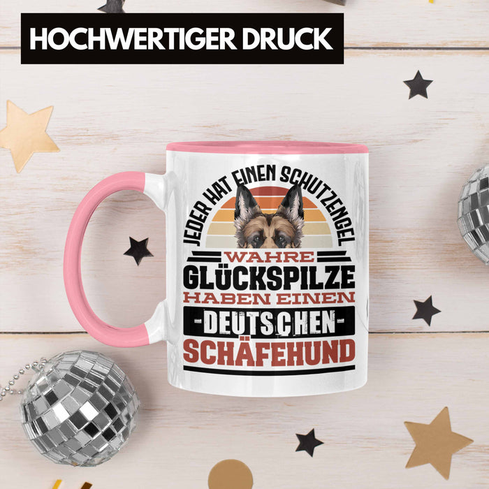 Deutscher Schäferhund Tasse Geschenkidee Kaffee-Becher Schäferhund Besitzer Schutzengel Rosa Trendation
