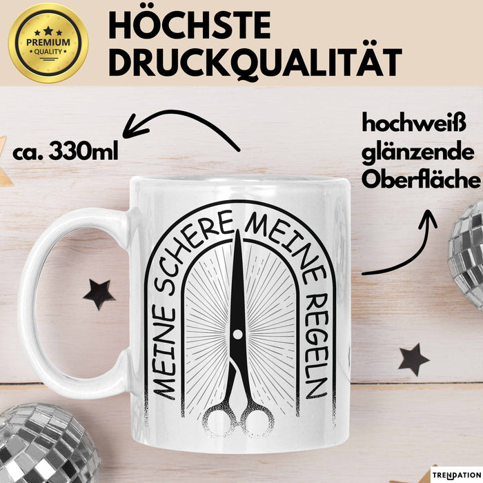 Friseurin Tasse Geschenk Meine Schere Meine Regeln Weiß Trendation