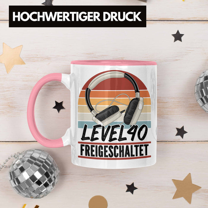 40. Geburtstag Geschenk Männer Gaming Kaffee-Becher Gamer 40er Geburtstag Geschenkidee Tasse Rosa Trendation