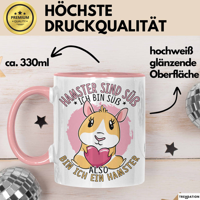 Hamster-Liebhaber Geschenk Tasse Mädchen Hamster Sind Süß Ich Bin Ein Hamster Kaffee-Becher Rosa Trendation