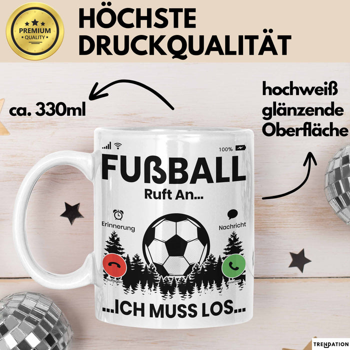 Fussballer Tasse Geschenk Fussballspieler Geschenkidee Fußball Ruft An Kaffee-Becher Weiß Trendation