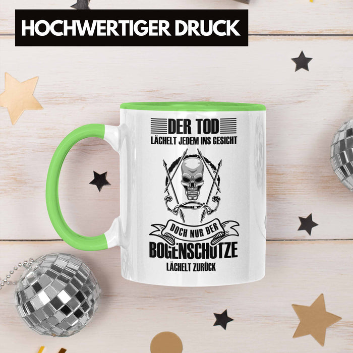 Lustige Bogenschießen Tasse für Bogenschützen Geschenkidee Pfeil und Bogen Motiv Grün Trendation